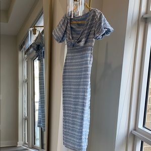 Urban outfitters midi blue and white dress